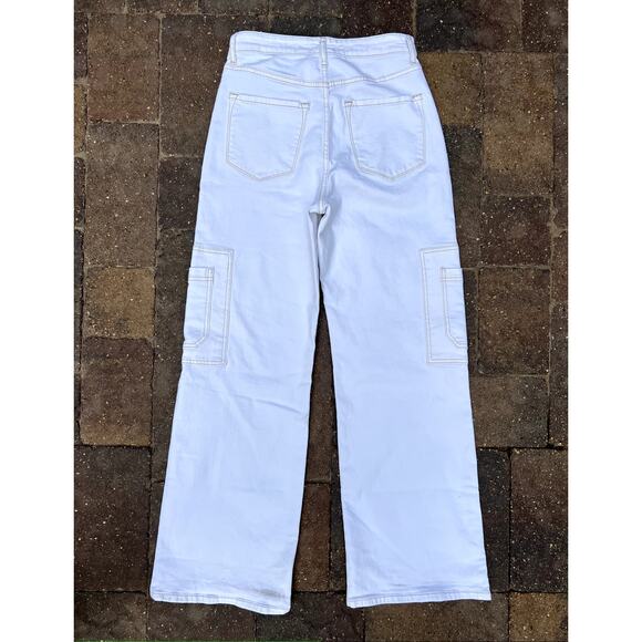 Kancan 90s retro white wide leg cargo white denim jeans size 27x31.5" - Picture 3 of 4